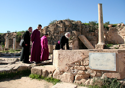 Dr Musk, Dr Anis and Dr Williams at The Baptistry, Sabratha