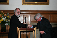 Professor Prys Morgan presenting the Medal to the Archbishop