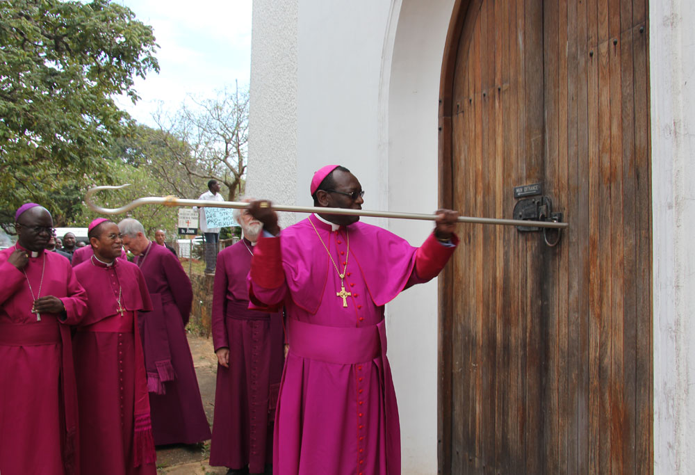 Knocking on the door of Cathedral at Mutare