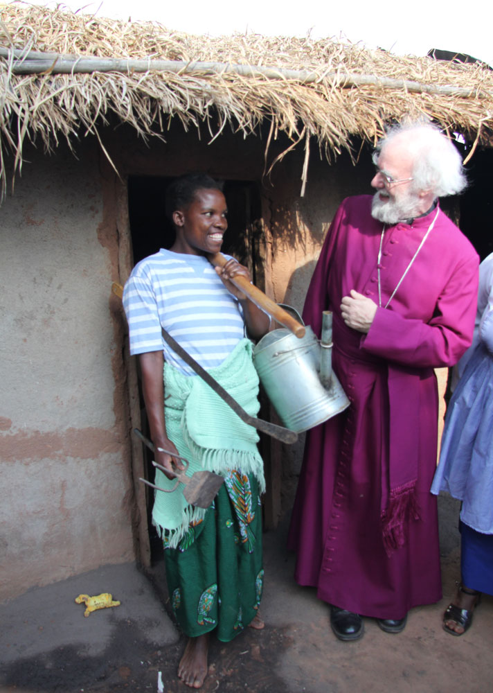 Archbishop at a local homestead in Malawi
