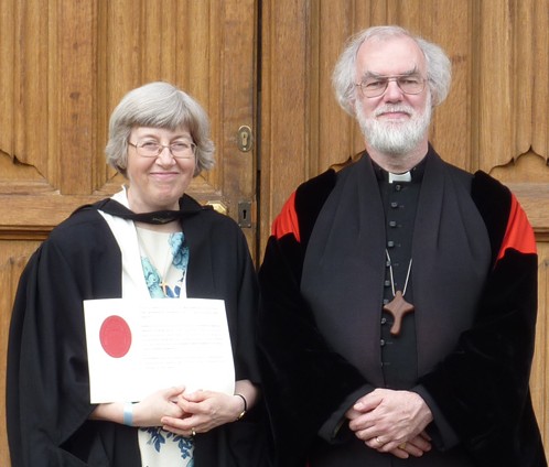 Lambeth Diploma recipient Elisabeth Brewitt-Taylor with Archbishop Rowan Williams