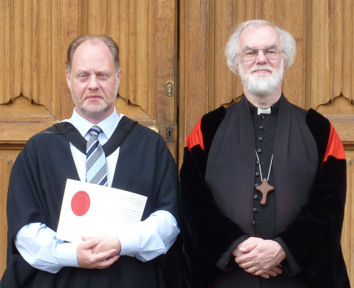 Lambeth Diploma recipient with Archbishop Rowan Williams