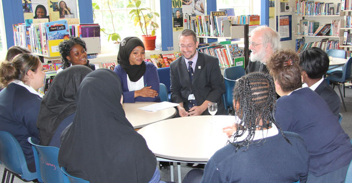 Archbishop in conversation with year 10 students