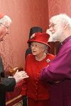Cardinal Cormac Murphy O'Connor speaking with the Queen and Archbishop Rowan