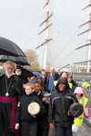 The Archbishop passes the Cutty Sark during the Millennium Pilgrimage