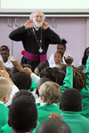 The Archbishop speaks with pupils from St Alfege and St Peter’s Primary School