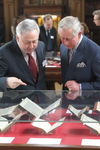 Prof Brian Cummings, one of the curators, discussing the exhibition with Prince Charles