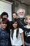 The Archbishop with students at the John Madejski Academy Reading  during the visit to the Oxford Diocese (6-9 May 2011)