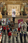 Banners in Westminster Abbey at the service to celebrate 200 years of church schools. Photo: Andrew Dunsmore, Picture Partnership